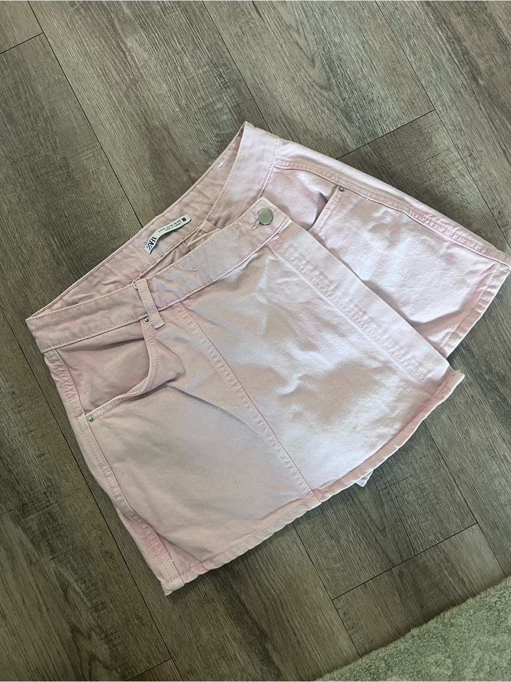 Zara Light Pink Denim Shorts - Casual High-Waist Women's Shorts size xsmall